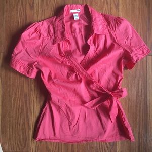 H&M Wrap Shirt w/ Tie. Adorable Coral Pink